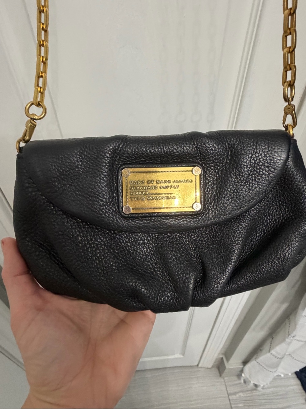 Marc by Marc Jacobs Black Pebbled Leather Crossbody with Gold Plate